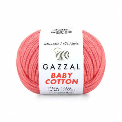 Пряжа Бэби Коттон (Baby Cotton Gazzal  50 г / 165 м 3435 розовый коралл в интернет-магазине Швейпрофи.рф