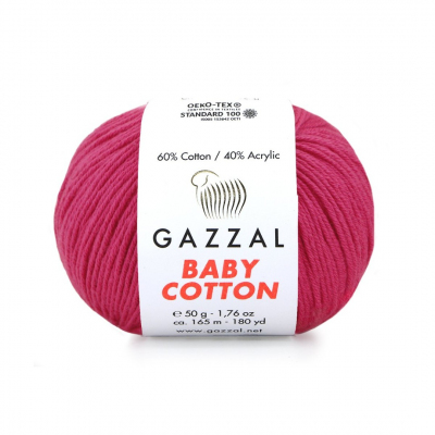 Пряжа Бэби Коттон (Baby Cotton Gazzal  50 г / 165 м 3415 малина в интернет-магазине Швейпрофи.рф