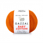Пряжа Бэби Коттон (Baby Cotton Gazzal  50 г / 165 м 3419 морковный
