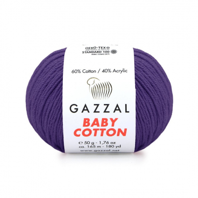 Пряжа Бэби Коттон (Baby Cotton Gazzal  50 г / 165 м 3440 черника в интернет-магазине Швейпрофи.рф
