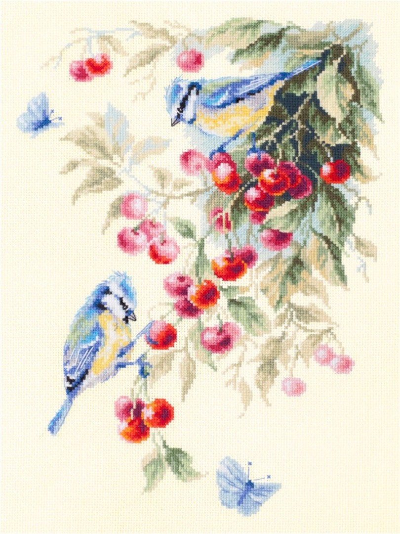 Набор для вышивания Чудесная Игла  №130-021 «Синицы и вишня» 25*35 см
