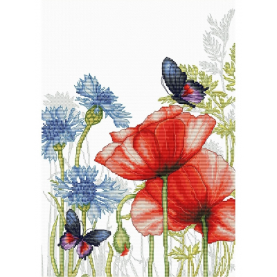 Набор для вышивания Luca-S ВU4018 «Маки и бабочки» 22,5*31 см в интернет-магазине Швейпрофи.рф
