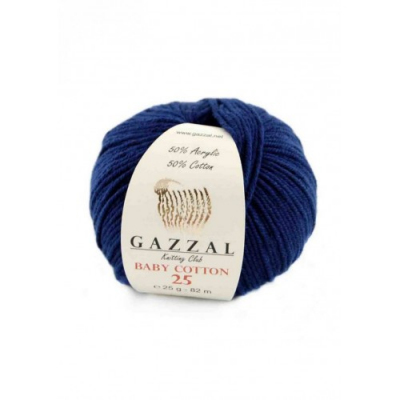 Пряжа Бэби Коттон (Baby Cotton Gazzal  50 г / 165 м 3438 т. синий в интернет-магазине Швейпрофи.рф