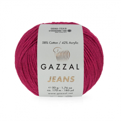 Пряжа Джинс-GZ (Gazzal, Jeans-GZ), 50 г / 170 м, 1138 малиновый в интернет-магазине Швейпрофи.рф