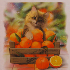 Алмазная мозаика NEW WORLD SW2140 «Котенок в апельсинах» 25*25 см