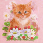 Алмазная мозаика NEW WORLD SW2139 «Котенок в цветах» 25*25 см