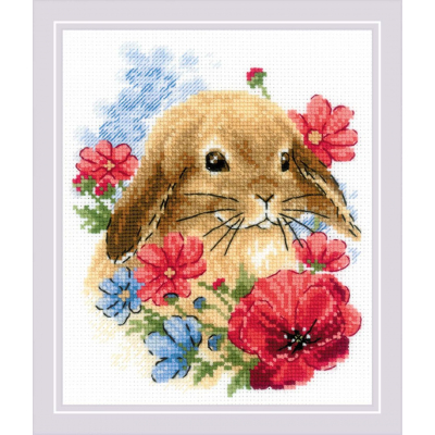 Набор для вышивания Риолис №1986 «Кролик в цветах» 15*18 см в интернет-магазине Швейпрофи.рф