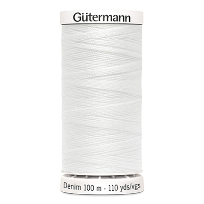 Нитки п/э Гутерман GUTERMAN DENIM №50  100 м для джинсовой ткани 700160 (7726582) 1005 белоснежный в интернет-магазине Швейпрофи.рф