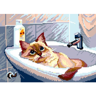 Набор для вышивания Нитекс 2084 «Котик в ванной» 21*30 см в интернет-магазине Швейпрофи.рф