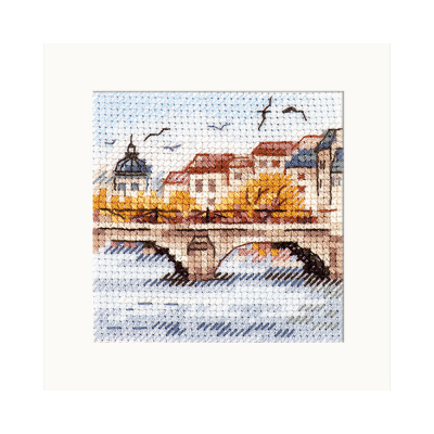 Набор для вышивания Алиса 0-216 «Осень в городе. Чайки над мостом» 7*7 см в интернет-магазине Швейпрофи.рф