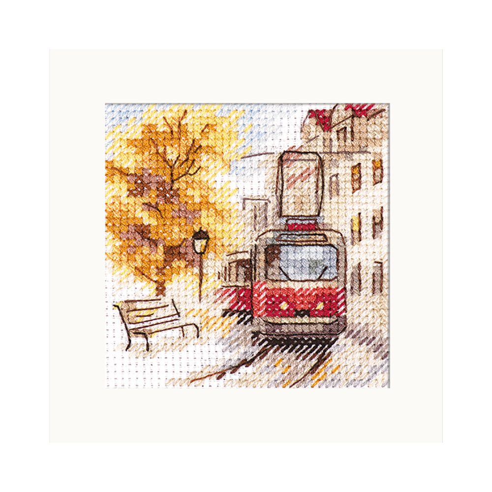 Набор для вышивания Алиса 0-217 «Осень в городе. Трамвай» 7*7 см