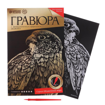 Гравюра Школа Талантов 2147984 «Сокол» 21*29 см Гр с эффектом золото в интернет-магазине Швейпрофи.рф