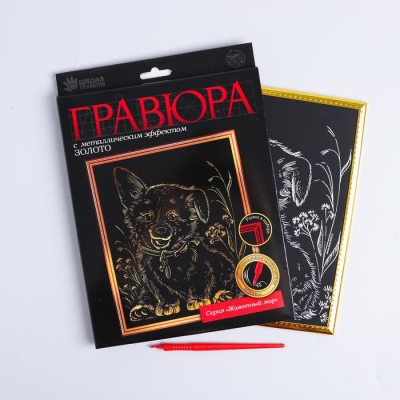 Гравюра Школа Талантов 5177231 «Щенок на лугу» 21*29 см Гр с эффектом золото в интернет-магазине Швейпрофи.рф