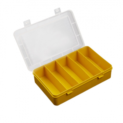 Контейнер органайзер К-12 для мелочей 5 ячеек 19*12,5*4,7 см желтый в интернет-магазине Швейпрофи.рф