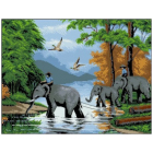 Рисунок на канве Гелиос Ф-060 «Переход слонов через реку» 41.5*53 см