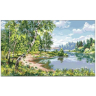 Рисунок на канве Гелиос П-090 «Река и березы» 43,5*68 см