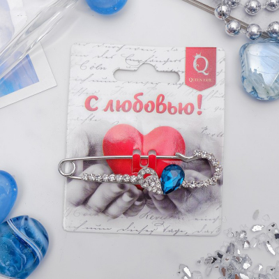 Булавка декоративная 3714691 «Сердце» 7 см  синий/серебро в интернет-магазине Швейпрофи.рф