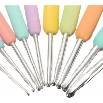 Набор крючков вязальных с прорезиненной ручкой (набор 13 шт) в интернет-магазине Швейпрофи.рф