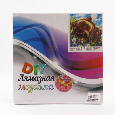 Алмазная мозаика DIY (с рамкой) MF-29047 «Медведь в цветах» 20*20 см в интернет-магазине Швейпрофи.рф