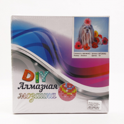 Алмазная мозаика DIY (с рамкой) MF-29062 «Песик в цветах» 20*20 см в интернет-магазине Швейпрофи.рф