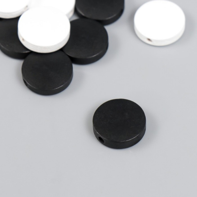 Набор бусин для творчества  15 мм 7829708 «Плоский круг» (уп 20 шт.) белый/черный в интернет-магазине Швейпрофи.рф
