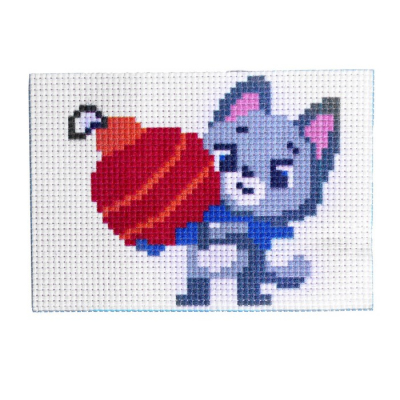 Набор для вышивания 7856717 «Котик с новогодним шариком» 10*14 см в интернет-магазине Швейпрофи.рф