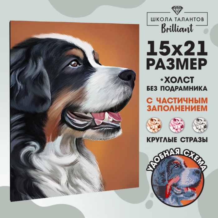 Алмазная мозаика Школа Талантов 2384585 «Собака» 15*21 см частичная выкладка