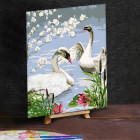 Картина по номерам Арт Узор 4448591 «Белые лебеди» 30*40 см (с доп. элементами цветы+перья) в интернет-магазине Швейпрофи.рф