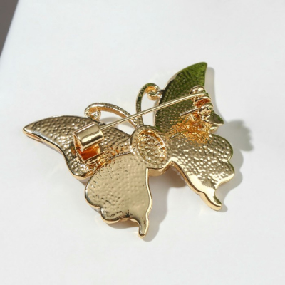 Брошь 7624632 «Бабочка» белый/золото в интернет-магазине Швейпрофи.рф