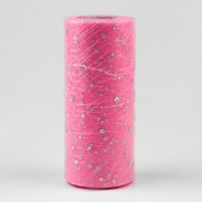 Фатин 7128548 в шпульках с глиттером шир. 150 мм  (уп. 22,86 м) розовый в интернет-магазине Швейпрофи.рф