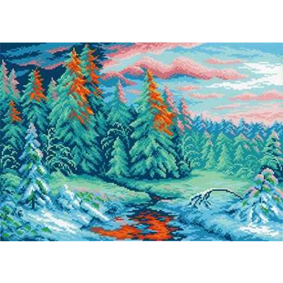 Рисунок на канве МП студия СК-021 «Зимний закат» 40*50 в интернет-магазине Швейпрофи.рф