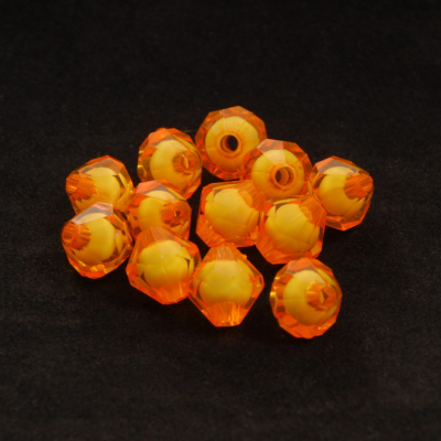 Бусины пластм. 10 мм  прозрачные с гранью (уп. 10 г) №46 оранжевый в интернет-магазине Швейпрофи.рф