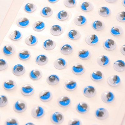 Глаза с бег. зрачками цв. с ресн. 8 мм круглые голубые (уп. 42 пары) Р в интернет-магазине Швейпрофи.рф