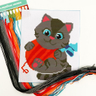 Набор для вышивания 4008387 «Котик с клубком» 20*25 см в интернет-магазине Швейпрофи.рф