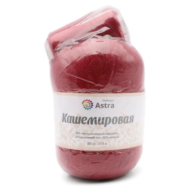 Пряжа Кашемировая (Astra), 50 г / 310 м,182 красный в интернет-магазине Швейпрофи.рф