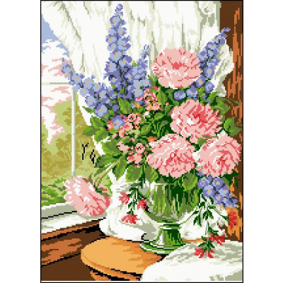 Набор для вышивания Гелиос АА-051 «Цветы у окна» 30*40 см в интернет-магазине Швейпрофи.рф