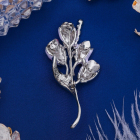 Брошь 2738708 «Цветы ландыши» белый/розовый/серебро в интернет-магазине Швейпрофи.рф