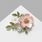 Брошь 9614498 «Цветы» на ветке розовый/белый/золото в интернет-магазине Швейпрофи.рф