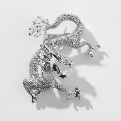 Брошь 9626890 «Дракон» свирепый серебро в интернет-магазине Швейпрофи.рф