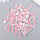 Набор бусин для творчества  7 мм 4645633 «Красное сердечко в круге» (уп. 20 гр) белые в интернет-магазине Швейпрофи.рф