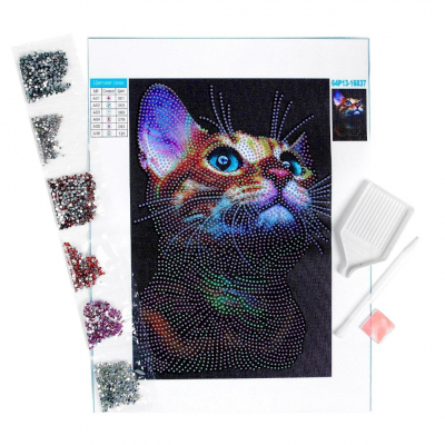 Алмазная мозаика Школа талантов 4176754 «Взгляд кошки» 20*30 см частичная выкладка в интернет-магазине Швейпрофи.рф