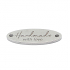 Нашивка метал. «HandMade with love» 20*8 мм  614280 никель в интернет-магазине Швейпрофи.рф
