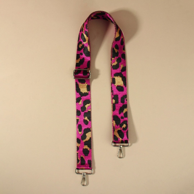 Ручки для сумок 9898354 «Орнамент леопард» стропа 140*3,8 см яр.розовый/бежевый/серебро в интернет-магазине Швейпрофи.рф