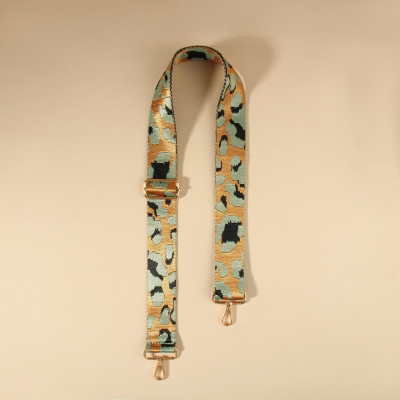Ручки для сумок 9898366 «Орнамент леопард» стропа 140*3,8 см голубой/бежевый/золото в интернет-магазине Швейпрофи.рф