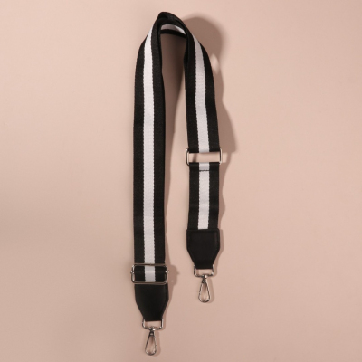 Ручки для сумок 5077533 стропа с кожаной вставкой  140*3,8 см черный/белый в интернет-магазине Швейпрофи.рф