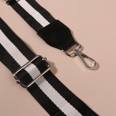 Ручки для сумок 5077533 стропа с кожаной вставкой  140*3,8 см черный/белый в интернет-магазине Швейпрофи.рф
