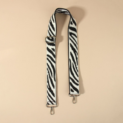 Ручки для сумок 9898352 «Орнамент зебра» стропа 140*3,8 см черный/белый/серебро в интернет-магазине Швейпрофи.рф