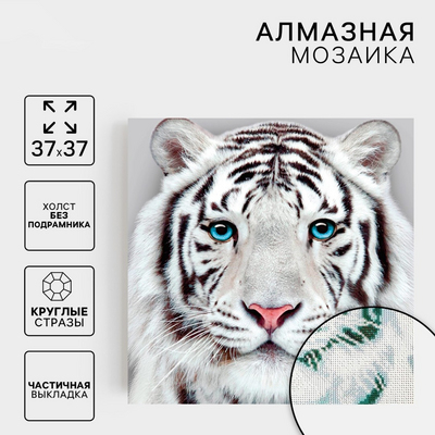 Алмазная мозаика Школа Талантов 1448696 «Белый тигр» частичная выкладка 37*37 см в интернет-магазине Швейпрофи.рф