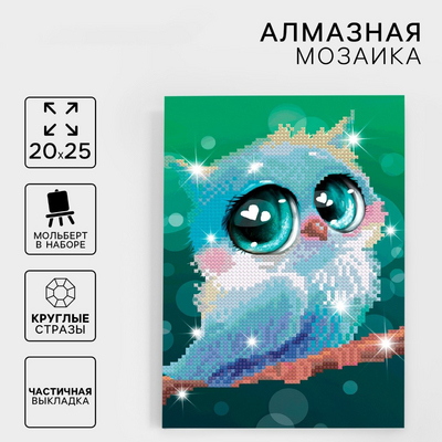 Алмазная мозаика Школа Талантов 7483687 «Совушка» частичная выкладка 20*25 см в интернет-магазине Швейпрофи.рф