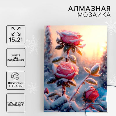 Алмазная мозаика Школа Талантов 9621498 «Розы» частичная выкладка 15*21 см в интернет-магазине Швейпрофи.рф